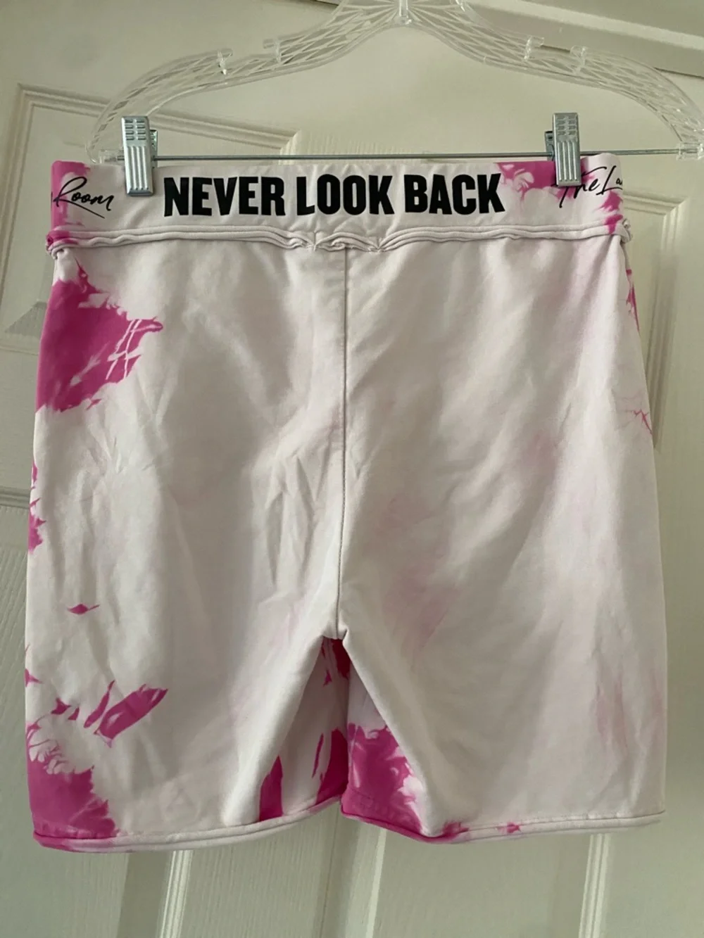 The Laundry Room White & Hot Pink Tie-Dye Bike Shorts. Size Large
